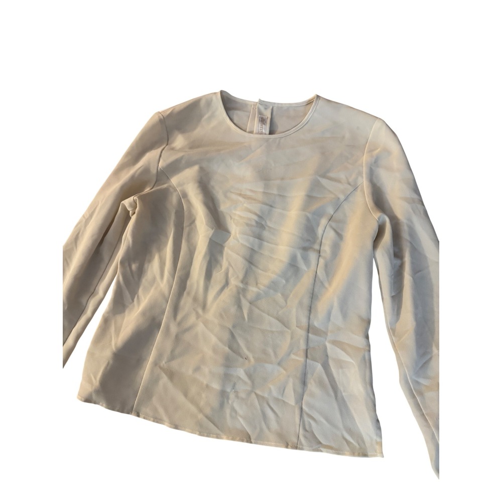 Burberrys Vintage Cream Long Sleeve Button Back Blouse Tailored Crepe Top - Picture 2 of 10